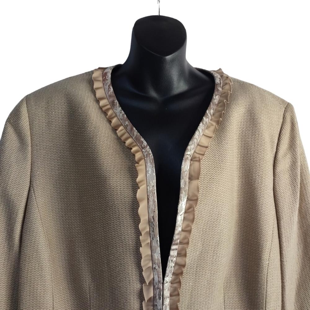 Alex Marie Women's Blazer Jacket Brown Ribbon Ruffled Edge Size 22W NWT - Picture 3 of 14